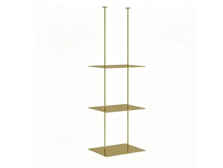 Deckenregal Schweberegale aus Eisen Weinregal Deckenaufbewahrungsregal Deckenregal für Bar, Schlafzimmer oder Küche – Pflanzenständer(Gold,3-Tier/40x25x120cm)