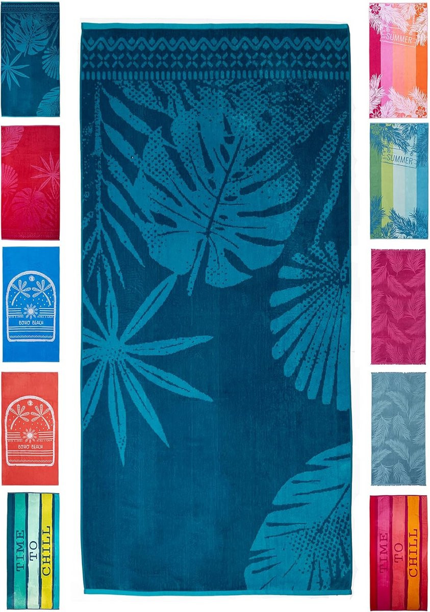 Groot Katoenen Strandlaken 90x180 cm - Absorberende Badhanddoek van Velours