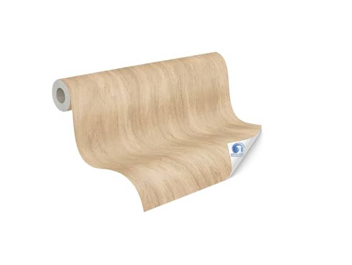 Livingwalls vorgeleimte Holztapete – Braun – 0,53 x 10,05 m DESIGNDROP Natürliche Holzoptik als Akzent – matte Strukturtapete, nur anfeuchten & ankleben, spurlos ablösbar, Tapezieren ohne Kleister