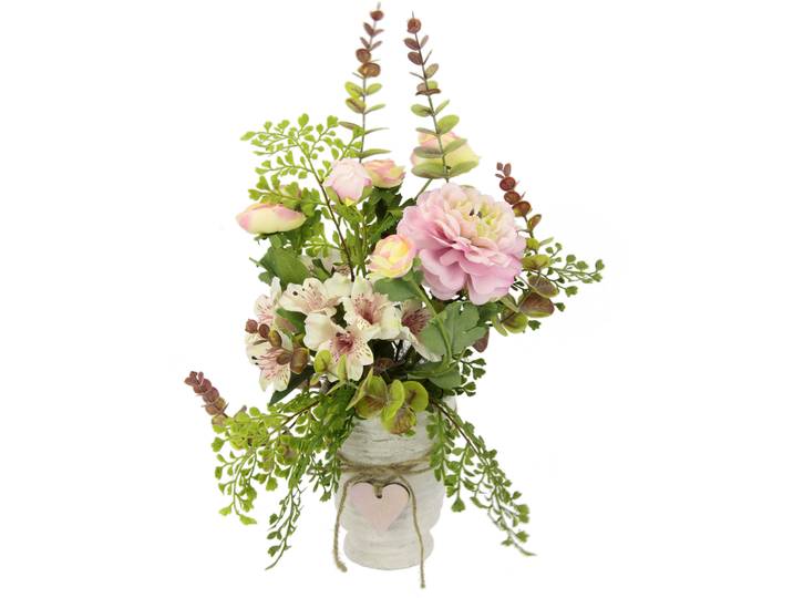 Kunstblume I.GE.A. Arrangement Blüten/Ranunkel , rosa, B:30cm H:44cm L:23cm, Kunstpflanzen, Kunstblume, Topf aus Keramik