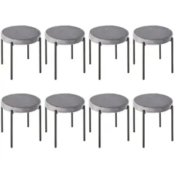 ESSZIMMERHOCKER 8ER-SET aus Polyester Stahl Dunkelgrau