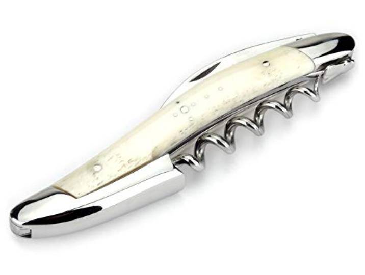 Forge de Laguiole - Kellnermesser Frankreich - Griff Knochen - Edelstahl glänzend - Original mit Zertifikat