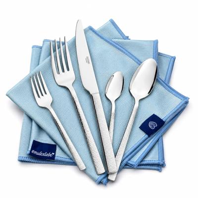 Besteck-Set MULEX "Genua, Besteckset mit 3 Multifunktionstüchern", edelstahl, 63, Edelstahl 18/0, Essbesteck-Sets, Kratzfestes Besteck mit edlem Design und angenehmer Haptik