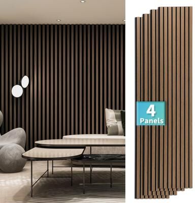 Art3d "4 Panels 93""x12"" MDF Slat 3D Wall Paneling Cover 31 Sq.Ft. - N/A"