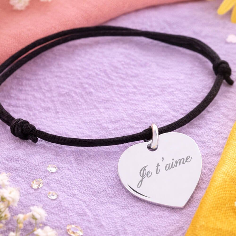 Ocadeau Bracelet coeur argent cordon