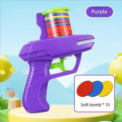 Inspire Select Interactive Pet Flying Disc Launcher Toy Set Foam Disc Gun For Cats & Dogs Indoor & Outdoor Training Toy purple