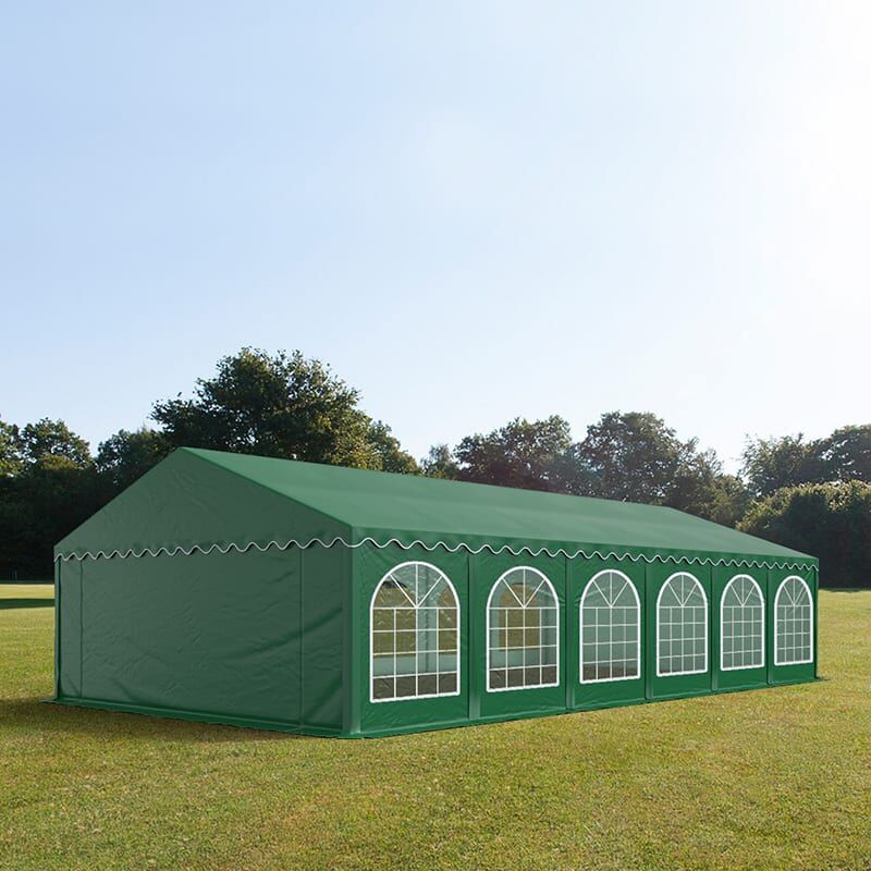 TOOLPORT 6x12m Partyzelt, PVC-Plane, dunkelgrün, mit Bodenrahmen - (7286)