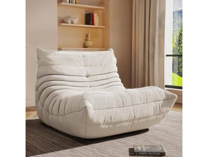 Spnvbe Sitzsack, Kaminsessel Für Erwachsene Mit Memory-Schaum-Füllung, Großes Akzentsofa, Lounge-Bodensofa Zum Spielen, Lesen, Entspannen, Kein Zusammenbau Erforderlich (Weiß)