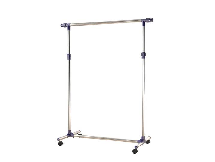 Homcom Garderobenständer Kleiderständer mit Rollen Höhenverstellbare Kleiderstange, Silberfarben, Metall, 86x95x45 cm, Garderobe, Garderobenständer