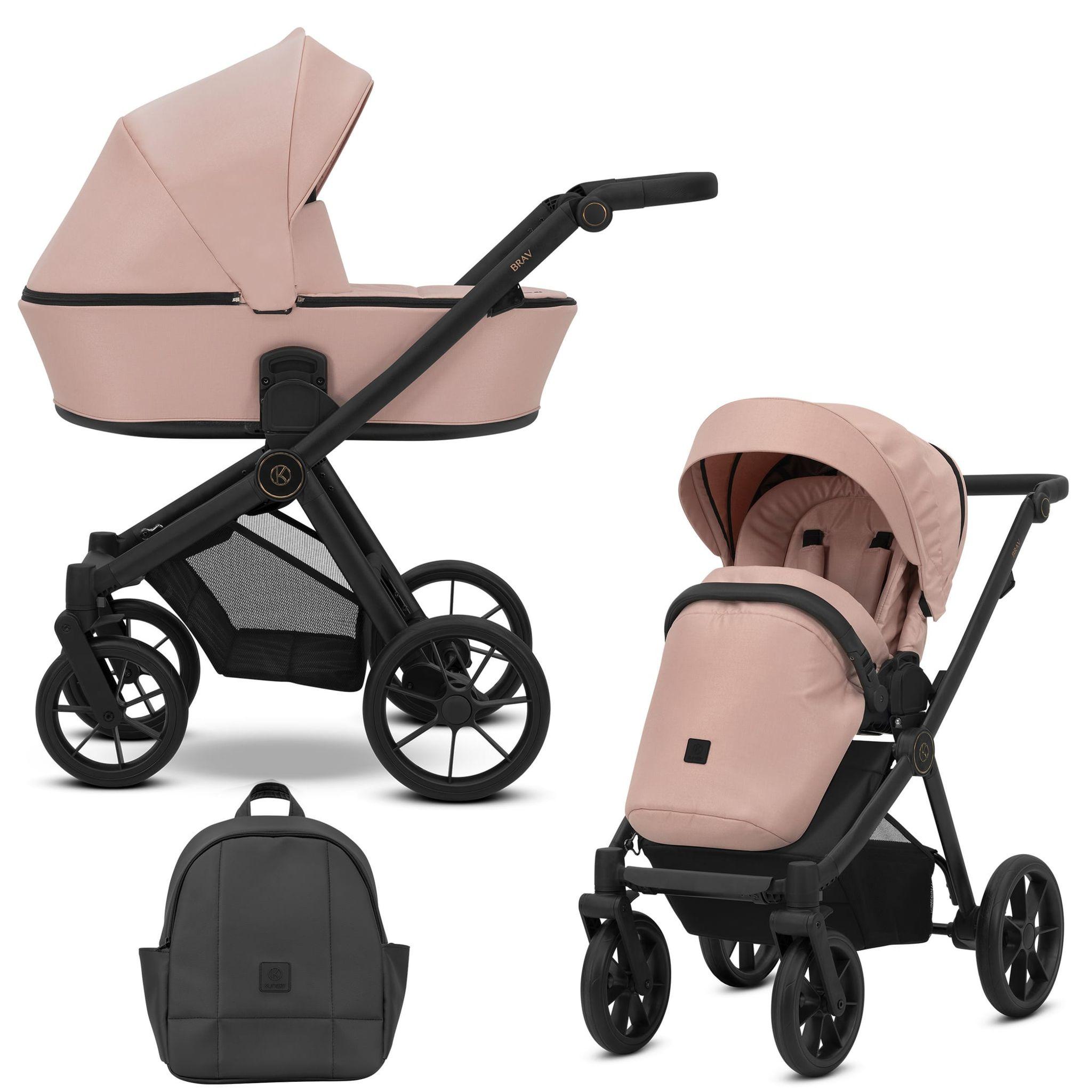 Kinderwagen Kunert Brav 2in1 - schwarzes Gestell - Farbe: Rosa