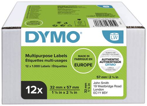 DYMO Etiketten Rolle Kombi-Pack 2093095 2093095 57 x 32mm Papier Weiß 12000 St. Permanent haftend Universal-Etiketten