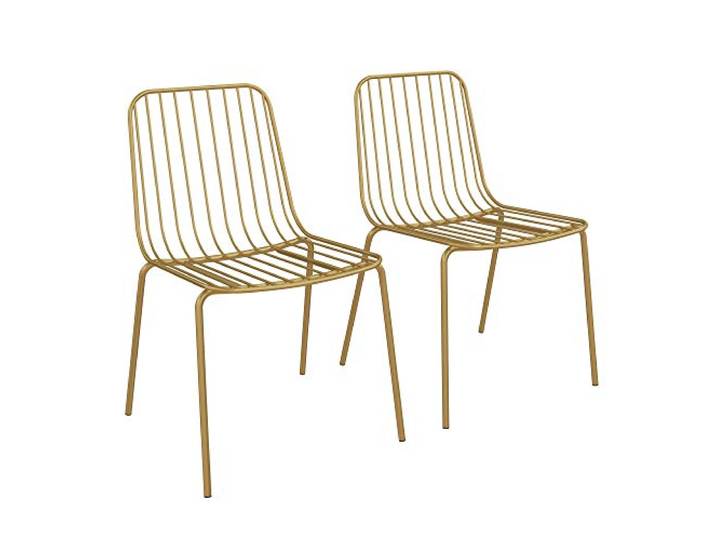DHP Furniture Caden Esszimmerstuhl 2er Set, Metall-Drahtstuhl Gold