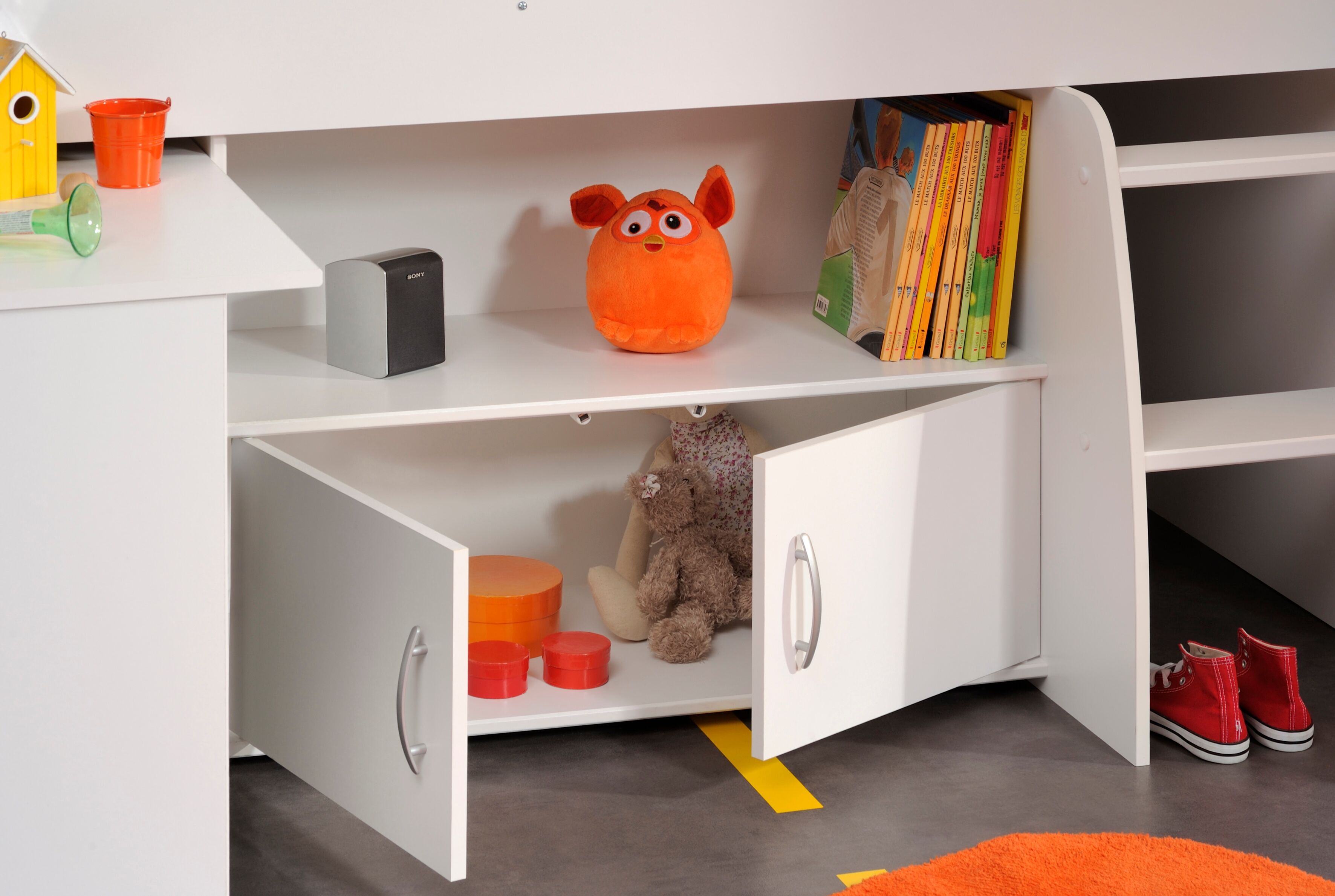 Jugendzimmer-Set PARISOT "Parisot Reverse 22", weiss (weiß), B/H: 15,5cm x 200cm, Schlafzimmermöbel-Sets, Jugendzimmer-Set, Schreibtisch ausziehbar-belüftete Spanplatte als Lattenrost verwendbar weiß B/H: 15,5cm x 200cm