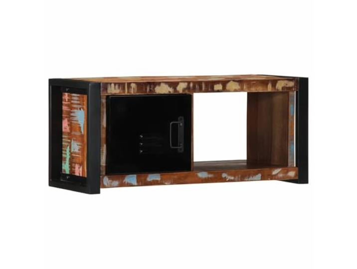 LMTYOENFG TV-Schrank Massivholz Altholz Lowboard Fernsehtisch 80x30x35cm Robustes TV-Möbel aus Altholz und Eisen mit Tür und Fach für Wohnzimmer und Schlafzimmer.