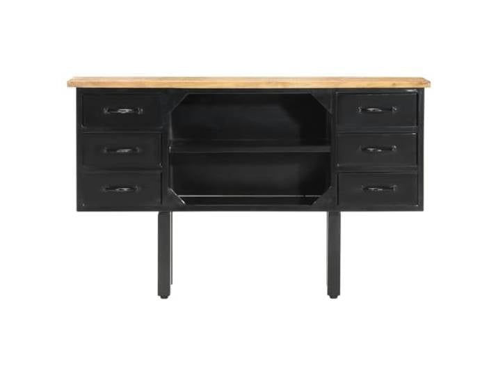 GKMBCVDFR Sideboard 110x30x65 cm Raues Mango-Massivholz und Stahl 6 Schubladen, 2 Fächer, Industriestil Vintage, Robust und Langlebig
