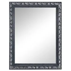 Wandspiegel Hängespiegel Holz Blätterdekor silber schwarz Flurspiegel H 70 cm
