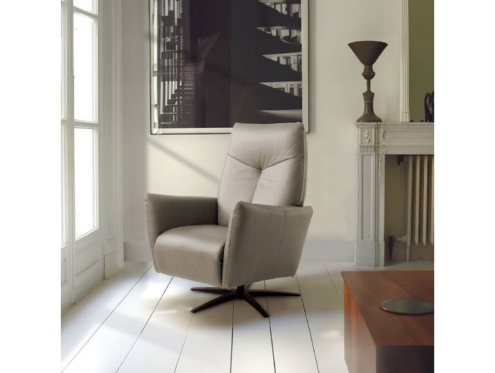 Relaxsessel Grau Echtleder Domna Elektrisch verstellbar: 2 Motoren mit Kabel 76 x 107 x 88cm