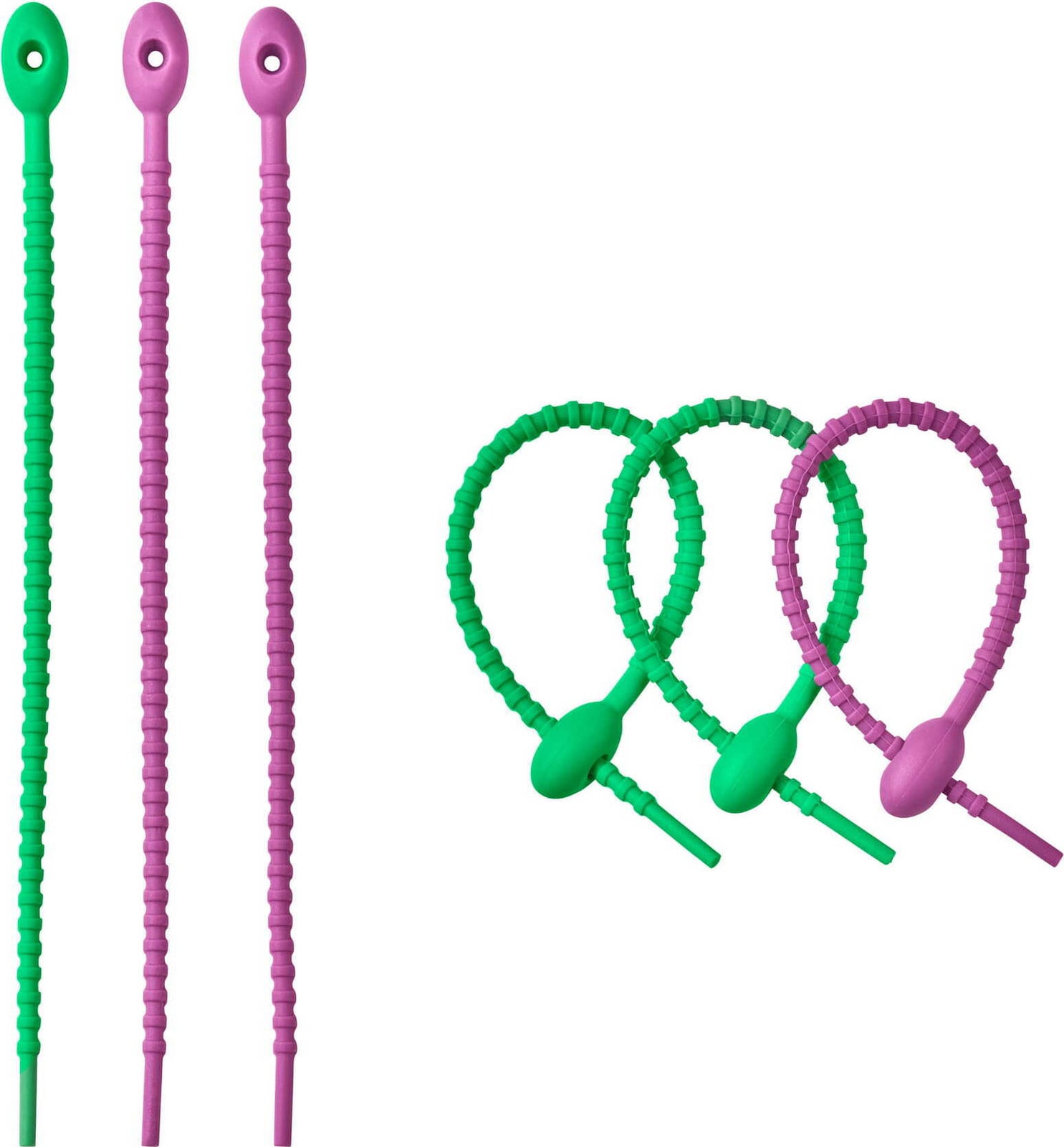 Lurch Siliconen klemmen, 6 stuks, 22 cm, groen/paars