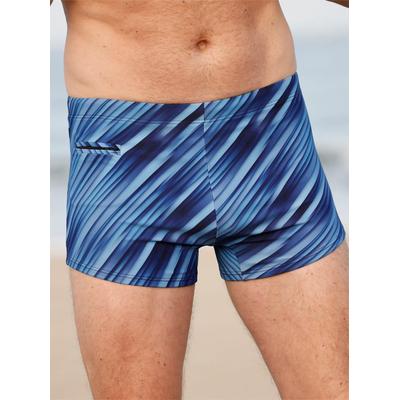 Badehose FEEL GOOD, Herren, Gr. 6, Normalgrößen, blau (marine, mittelblau, bedruckt), Polyamid, Badehosen Badehose