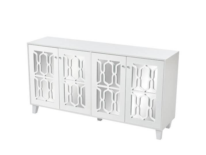 Modfu Kommode aus MDF 160x40x84cm in Weiß mit Spiegeloberfläche, 160x84x40 cm, Kleinmöbel, Kommoden, Kommoden