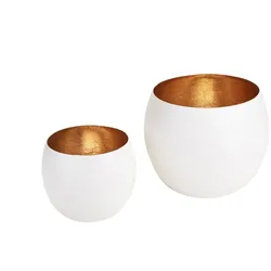 Madras Windlicht Set weiß/nudegold