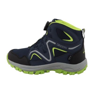 Outdoorschuh KAPPA "ERICA", Kinder, Gr. 30, blau (navy, lime), Synthetik, Schuhe Outdoorschuh, wasserdicht, mit praktischem Drehverschluss