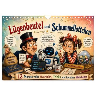 Lügenbeutel und Schummellottchen - 12 Monate voller Ausreden, Tricks und kreativer Wahrheiten (Wandkalender 2027 DIN A4 quer), CALVENDO Monatskalender