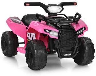 Costway 6V Kids ATV Quad Electric Ride On Car with LED Light and MP3-Pink
