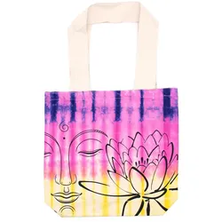 Tye-Dye Cotton Bag (6oz) - 38x42x12cm - Lotus Buddha - Multi Col - Natural Handle