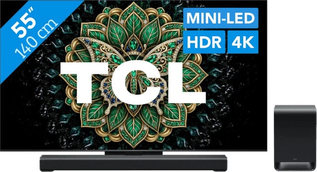 TCL C69K Pro (2026) QD Mini-LED 55 inch televisie met TCL S60K soundbar