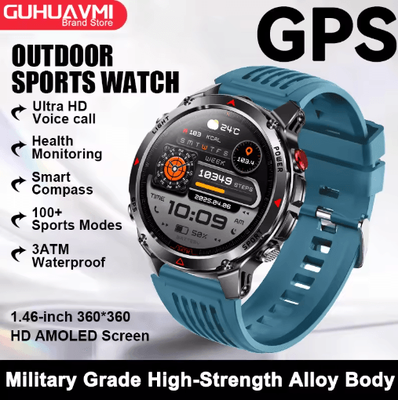 Inspire Picks AeroTrack Pro GPS Smartwatch AMOLED NFC Calling Sports Watch blue