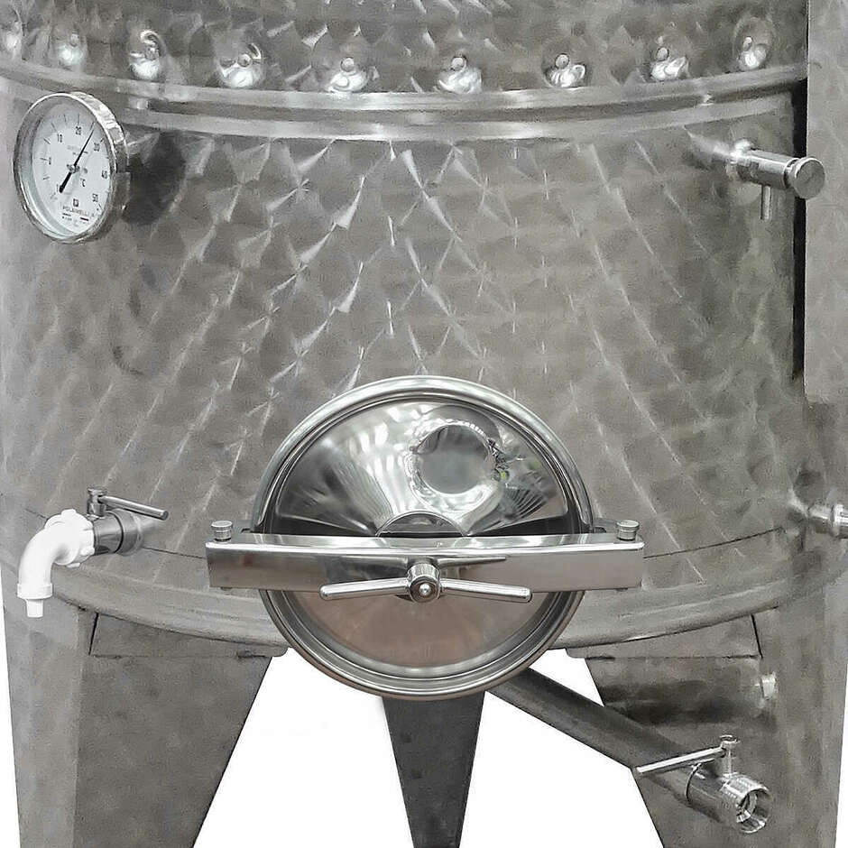 Polsinelli Cuve inox réfrigérée à fond conique 300 L avec chapeau flott