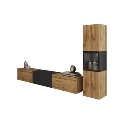 Wohnwand  Berlin , holzfarben , Maße (cm): B: 210 H: 130