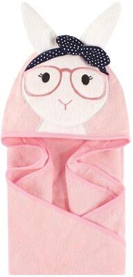Little Treasure Baby Girl Cotton Animal Face Hooded Towel, Hip Bunny, One Size - Hip Bunny - One Size