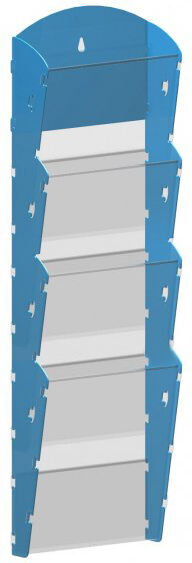 B2B Partner Wand-Plastikhalter für Prospekte - 1x4 A4, blau