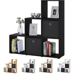 VCM Holzregal stehend   platzsparendes Regal   Maße: H. 105 x B. 108 x T. 29 cm   Elegantes Regal stehend   Aufbewahrungsregal   Bücherregal    Raumteiler- Nitas