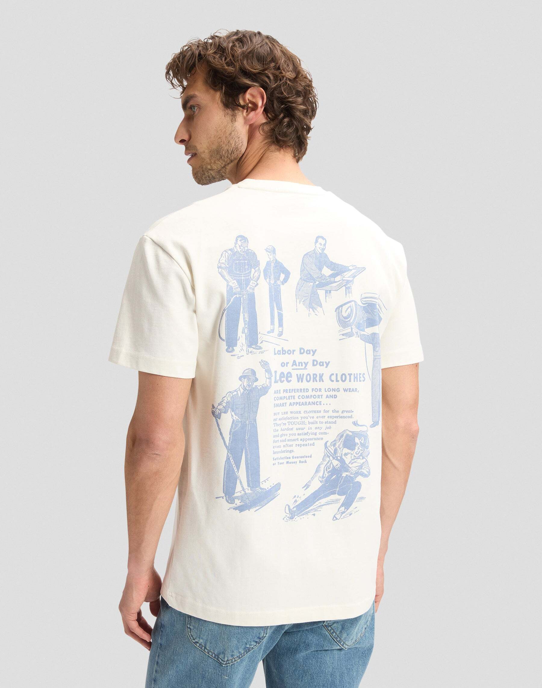 T-Shirt LEE "Lee T-Shirt Workwear Worker", Herren, Gr. M, beige (ecru), Obermaterial: 100% Baumwolle CO., Shirts T-Shirt ecru M