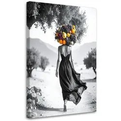LEINWANDBILD Frau mit Früchten auf dem Kopf 80x120cm
