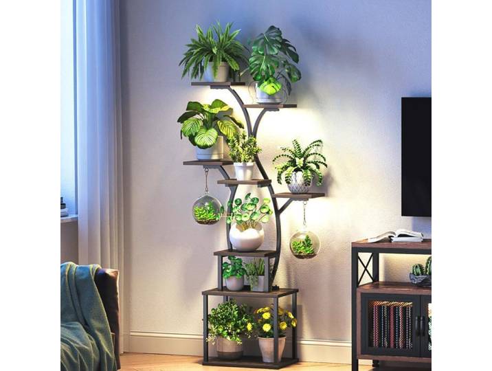 150Cm Support Pour Plantes D'Intérieur Avec Lampes De Croissance Étagère À 8 Niveaux Pour Intérieur/Extérieur En Métal Porte[CA133]