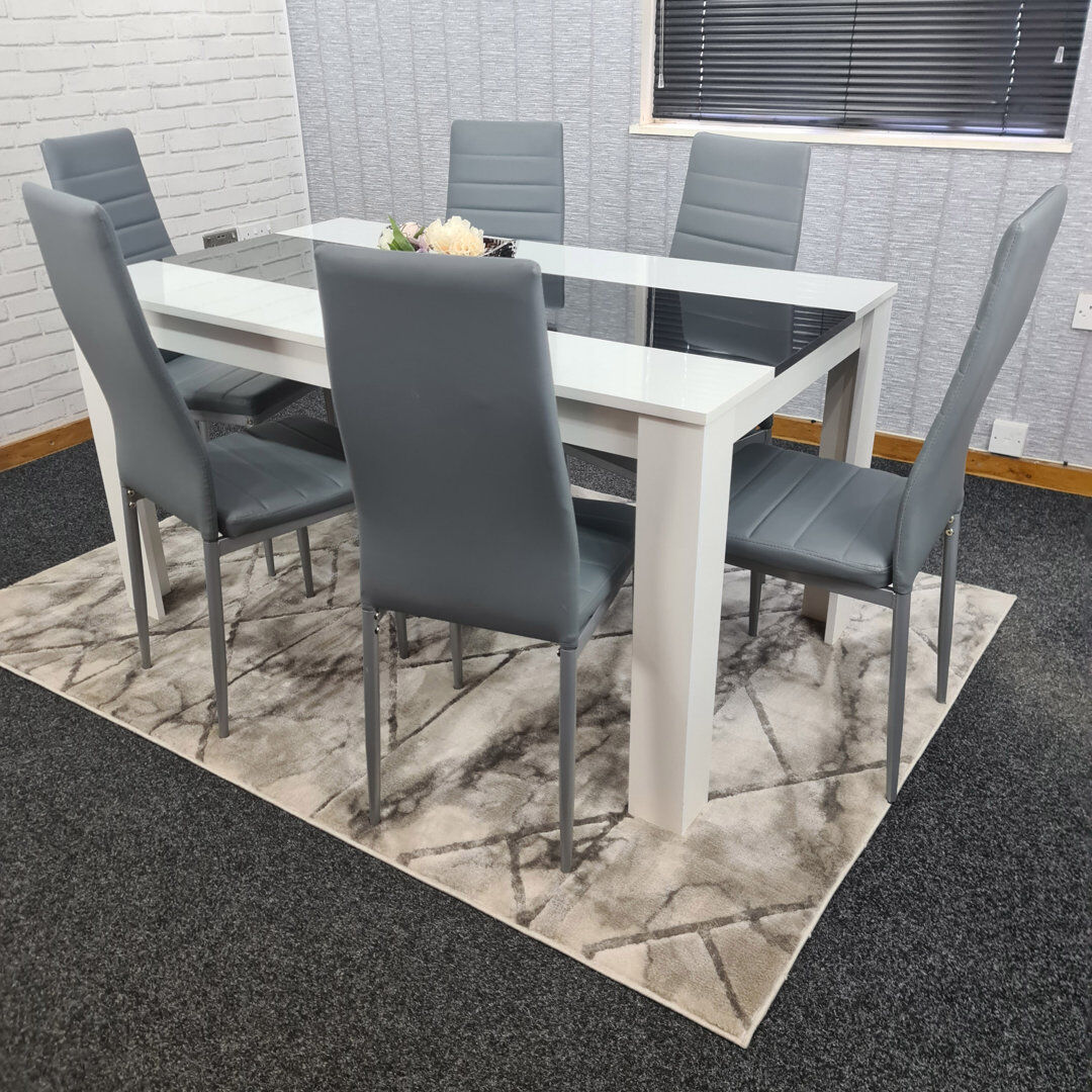 Wade Logan Rumley Dining Set White 75cm H x 140cm W x 80cm D