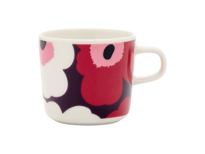 Marimekko Unikko koffiemok 20 cl White-plum-cranberry-pink