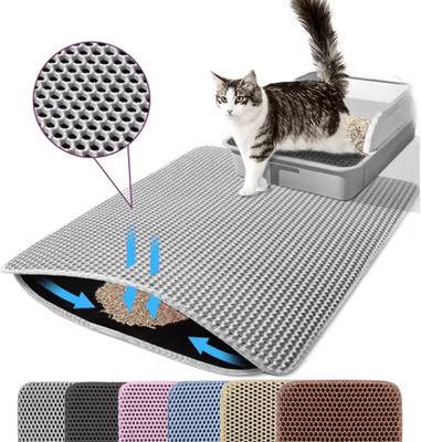 Inspire Picks Double Layer Waterproof Cat Litter Mat For Cleaner Floors & Less Tracking gray 55x75cm