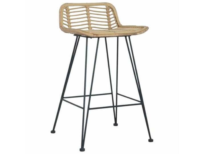 POUFGDR Barstühle aus natürlichem Rattan, 2 Stück, Füße aus Metall Bequemer Sitz, Einfache Reinigung, Rustikaler Stil, Kapazität 110 kg, stabile Füße, Dekoration Küche Wohnzimmer