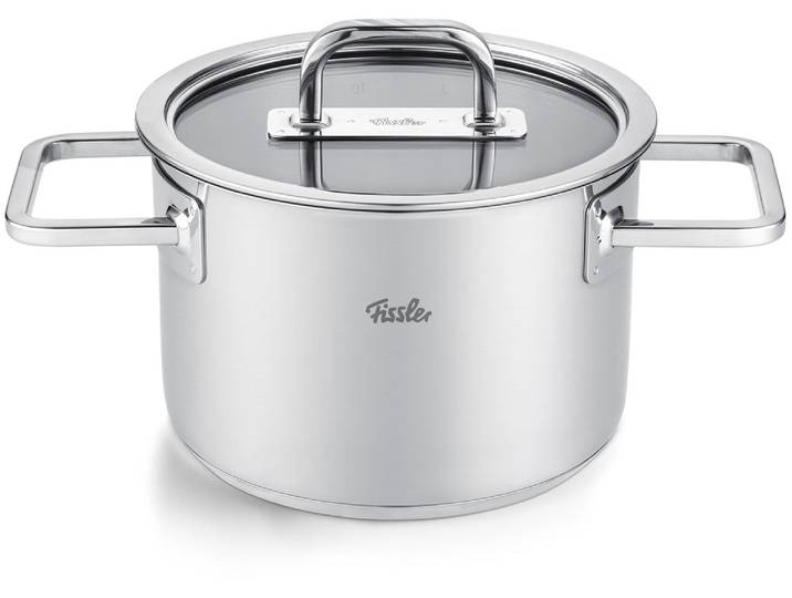 Kochtopf FISSLER Viseo Pro , silber (silberfarben), Ø:16cm, Töpfe, Kochtopf, Edelstahl-Kochtopf mit Glasdeckel und Superthermic Boden
