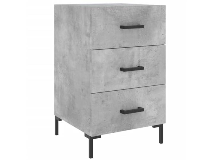fsahslih Nachttisch Betongrau 40x40x66 cm mit Metallfüßen Stilvoller Beistelltisch für Schlafzimmer und Wohnraum, mit geräumigen Schubladen und standfesten Eisenfüßen.