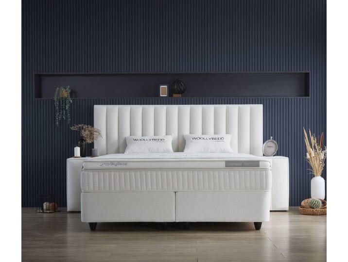 Viva Möbel Boxspringbett WOLLY (140 x 200 cm, ohne Nachttisch), Modernes Komfortbett - platzsparend und praktisch