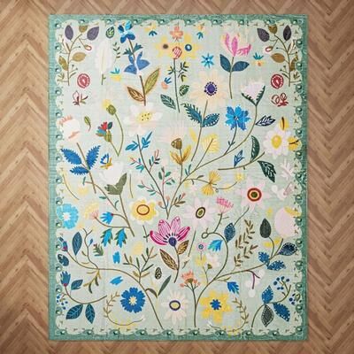Maxax Nature Floral Non-Slip Machine Washable Colorful Modern Area Rug