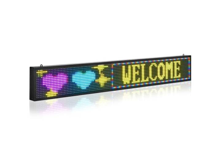 VEVOR Enseigne Lumineuse LED Programmable 131x19 cm\, Panneau d’Affichage Numérique Couleur Pleine P10\, GIF à Motifs de Texte Personnalisés\, Commande Bluetooth\, Information Publicitaire Publicité