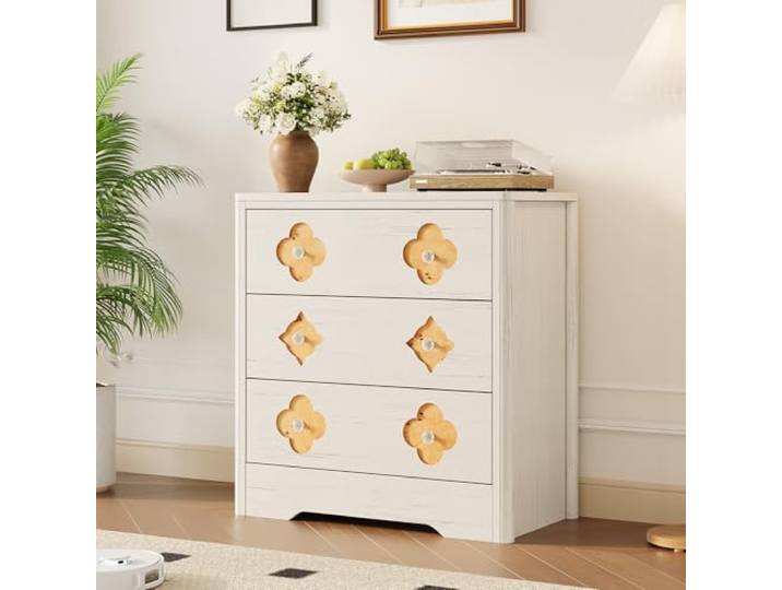 Kommode Mit Rattan-Front, Hoher Schubladenschrank, 5 Schubladen, Ca. 109 cm Boho, Großer Stauraum,Holzoptik, vielseitig als Kleiderschrank-Alternative, ideal fürs Schlafzimmer, robust und stilvoll
