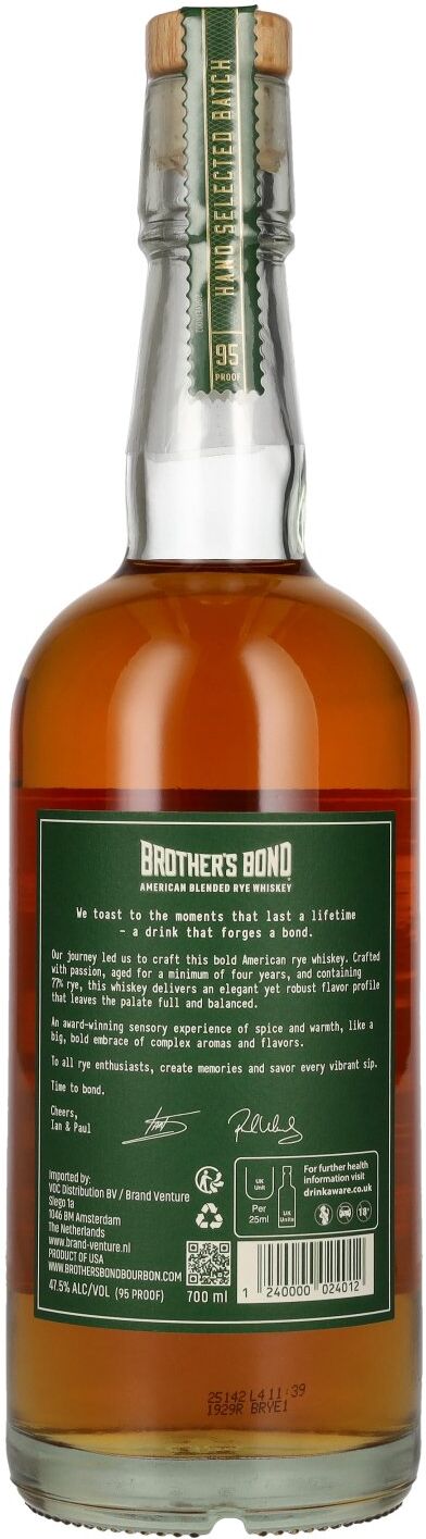 Brother s Bond American Blended Rye Whiskey Batch No. 0003 47,5% Vol. 0,7l